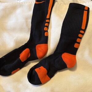 Nike Elite Men's Black and Orange Athletic Socks